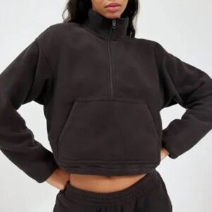 Aritzia | TNA | Polar Fleece 1/2‎ Zip Pullover Black Size XS